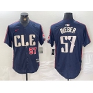 Men's Cleveland Guardians #22 Shane Bieber Number Navy 2024 City Connect Limited Stitched Jerseys