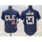 Men's Cleveland Guardians #23 Josh Naylor Number Navy 2024 City Connect Limited Stitched Jersey