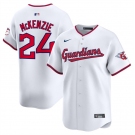 Men's Cleveland Guardians #24 Triston McKenzie White Home Limited Stitched Baseball Jersey
