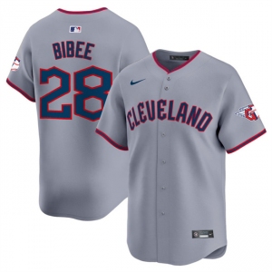 Men's Cleveland Guardians #28 Tanner Bibee Gray 2025 Alternate Limited Stitched Baseball Jersey