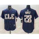 Men's Cleveland Guardians #28 Tanner Bibee Navy 2024 City Connect Limited Stitched Jersey