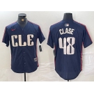 Men's Cleveland Guardians #48 Emmanuel Clase Navy 2024 City Connect Limited Stitched Jersey