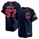 Men's Cleveland Guardians #57 Shane Bieber Navy 2025 Alternate Limited Stitched Baseball Jersey