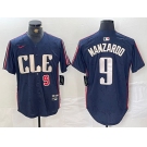 Men's Cleveland Guardians #9 Kyle Manzardo Number Navy 2024 City Connect Limited Stitched Jersey