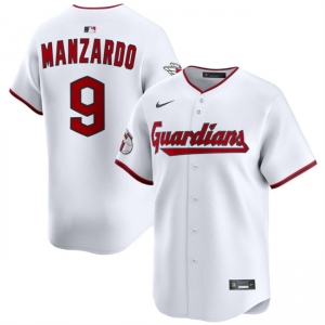 Men's Cleveland Guardians #9 Kyle Manzardo White Home Limited Stitched Baseball Jersey