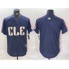 Men's Cleveland Guardians Blank Navy 2024 City Connect Limited Stitched Jersey