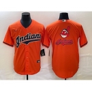 Men's Cleveland Guardians Orange Team Big Logo Cool Base Stitched Jersey