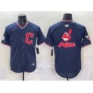 Men's Cleveland Guardians Team Big Logo Navy 2025 Alternate Limited Stitched Baseball Jersey