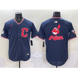 Men's Cleveland Guardians Team Big Logo Navy 2025 Alternate Limited Stitched Baseball Jersey