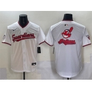 Men's Cleveland Guardians Team Big Logo White Home Limited Stitched Baseball Jersey