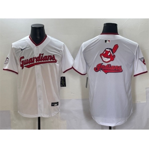 Men's Cleveland Guardians Team Big Logo White Home Limited Stitched Baseball Jersey