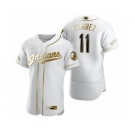 Men's Nike Cleveland Indians #11 Jose Ramirez White 2020 Authentic Golden Edition Baseball Jersey