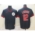 Men's Nike Cleveland Indians #12 Francisco Lindor Navy Blue M&N MLB Jersey