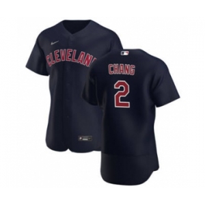 Men's Nike Cleveland Indians #2 Yu Chang Navy Alternate 2020 Authentic Player Baseball Jersey