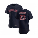 Men's Nike Cleveland Indians #23 Daniel Johnson Navy Alternate 2020 Authentic Player Baseball Jersey