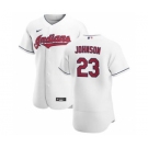 Men's Nike Cleveland Indians #23 Daniel Johnson White Home 2020 Authentic Team Baseball Jersey