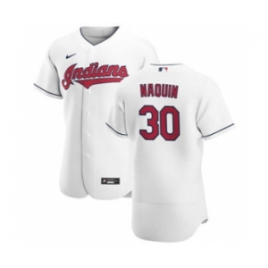 Men's Nike Cleveland Indians #30 Tyler Naquin White Home 2020 Authentic Team Baseball Jersey