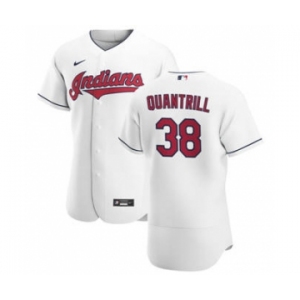 Men's Nike Cleveland Indians #38 Cal Quantrill White Home 2020 Authentic Team Baseball Jersey