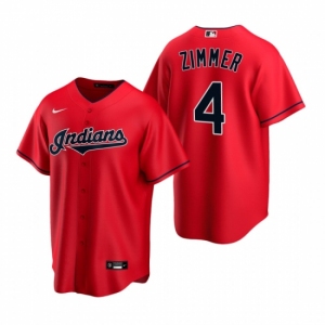 Men's Nike Cleveland Indians #4 Bradley Zimmer Red Alternate Stitched Baseball Jersey