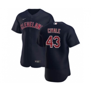 Men's Nike Cleveland Indians #43 Aaron Civale Navy Alternate 2020 Authentic Player Baseball Jersey