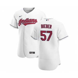 Men's Nike Cleveland Indians #57 Shane Bieber White Home 2020 Authentic Team Baseball Jersey