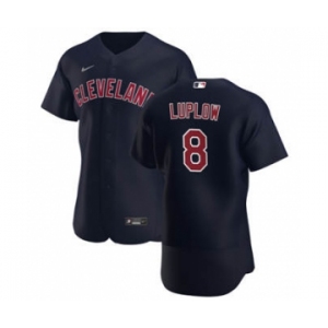 Men's Nike Cleveland Indians #8 Jordan Luplow Navy Alternate 2020 Authentic Player Baseball Jersey