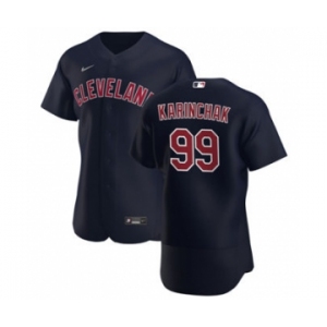 Men's Nike Cleveland Indians #99 James Karinchak Navy Alternate 2020 Authentic Player Baseball Jersey