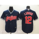 Men's Nike Indians #12 Francisco Lindor Navy 2020 Baseball Cool Base Jersey