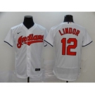 Men's Nike Indians #12 Francisco Lindor White 2020 Baseball Flexbase Jersey