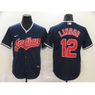 Nike Men's Cleveland Indians #12 Francisco Lindor  Navy Blue Alternate Cool Base Baseball Jersey