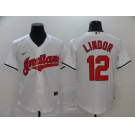 Nike Men's Cleveland Indians #12 Francisco Lindor Replica White Home Cool Base Baseball Jersey