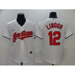 Nike Men's Cleveland Indians #12 Francisco Lindor Replica White Home Cool Base Baseball Jersey
