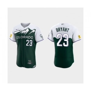 Men's Colorado Rockies #23 Kris Bryant Green 2022 City Connect Flex Base Stitched Baseball Jersey