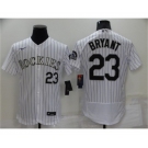 Men's Colorado Rockies #23 Kris Bryant White Stitched MLB Flex Base Nike Jersey