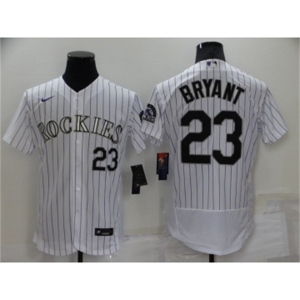 Men's Colorado Rockies #23 Kris Bryant White Stitched MLB Flex Base Nike Jersey