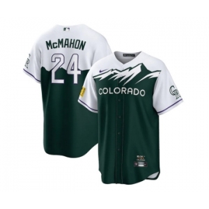 Men's Colorado Rockies #24 Ryan McMahon Green 2022 City Connect Cool Base Stitched Baseball Jersey