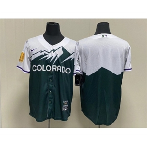 Men's Colorado Rockies Blank Green 2022 City Connect Cool Base Stitched Jersey