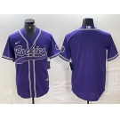 Men's Colorado Rockies Blank Purple With Patch Cool Base Stitched Baseball Jersey