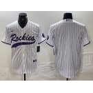 Men's Colorado Rockies Blank White With Patch Cool Base Stitched Baseball Jersey