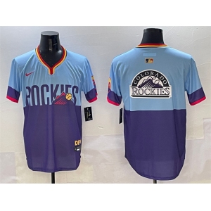 Men's Colorado Rockies Team Big Logo Purple Light Blue 2025 City Connect Limited Stitched Baseball Jersey