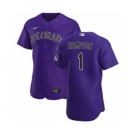 Men's Nike Colorado Rockies #1 Garrett Hampson Purple Alternate 2020 Authentic Player Baseball Jersey