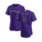 Men's Nike Colorado Rockies #14 Tony Wolters Purple Alternate 2020 Authentic Player Baseball Jersey