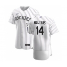 Men's Nike Colorado Rockies #14 Tony Wolters White Home 2020 Authentic Player Baseball Jersey