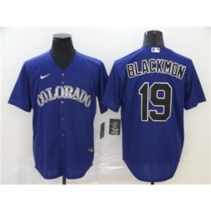 Men's Nike Colorado Rockies #19 Charlie Blackmon Purple 2020 Baseball Cool Base Jersey