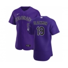 Men's Nike Colorado Rockies #19 Charlie Blackmon Purple Alternate 2020 Authentic Player Baseball Jersey