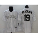 Men's Nike Colorado Rockies #19 Charlie Blackmon White 2020 Baseball Cool Base Jersey