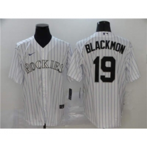 Men's Nike Colorado Rockies #19 Charlie Blackmon White 2020 Baseball Cool Base Jersey