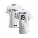 Men's Nike Colorado Rockies #19 Charlie Blackmon White Home 2020 Authentic Player Baseball Jersey