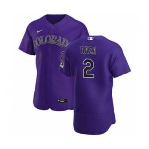 Men's Nike Colorado Rockies #2 Yonathan Daza Purple Alternate 2020 Authentic Player Baseball Jersey