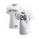 Men's Nike Colorado Rockies #26 David Dahl White Home 2020 Authentic Player Baseball Jersey